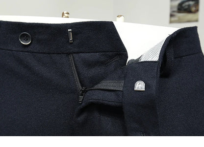 50% Wolle Männer Lange Anzüge Hosen Slim Fit Tiefblau Mode Hochzeit Bräutigam Tragen Herbst Frühling Büro Täglichen Hosen Mode Korea