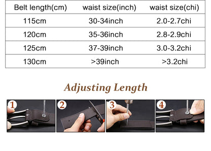 Herren Echtleder-Gürtel Jeans Cowskin Casual Business 3,5 cm Automatik-Schnalle