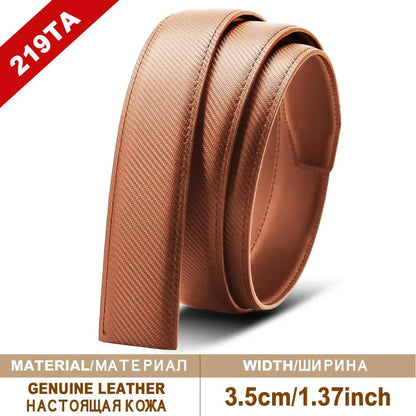 Herren Leder-Gürtelriemen ohne Schnalle 3,5 cm Rindsleder Casual Business