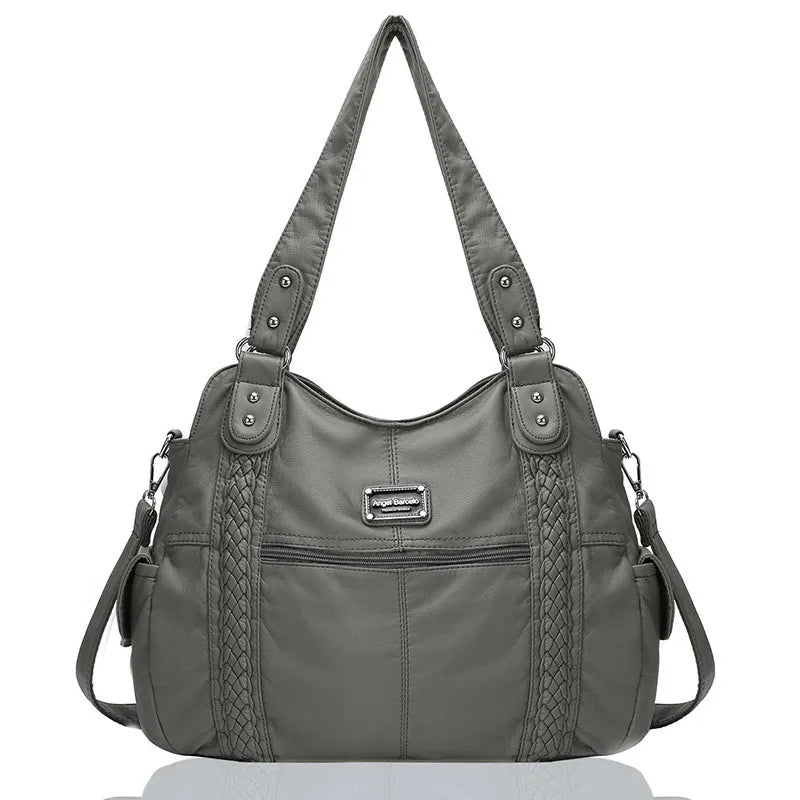 Damen-Schultertasche Aus PU-Leder Mit Reißverschluss Und Innenfächern Großes Stauraumvolumen