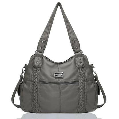 Damen-Schultertasche Aus PU-Leder Mit Reißverschluss Und Innenfächern Großes Stauraumvolumen