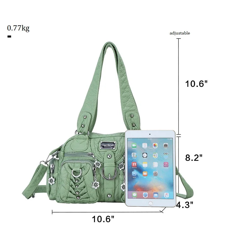 Damen-Satchel-Handtasche aus PU-Leder mit Reißverschluss und viel Stauraum für Alltag und Freizeit