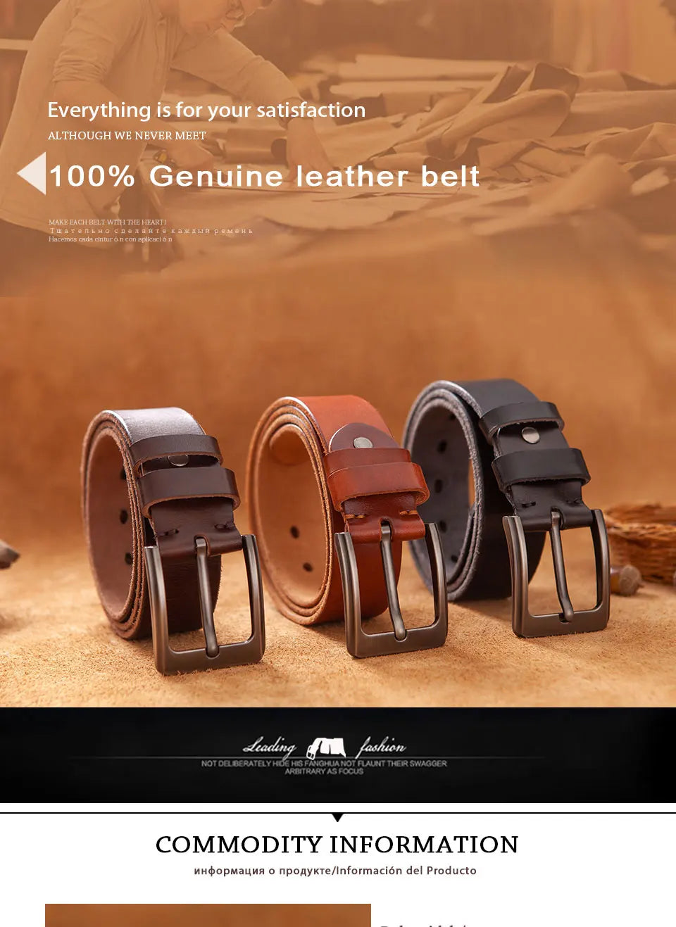 Herren Breiter Echtleder-Gürtel 4 cm Legierungs-Schnalle Rindsleder Luxus Casual