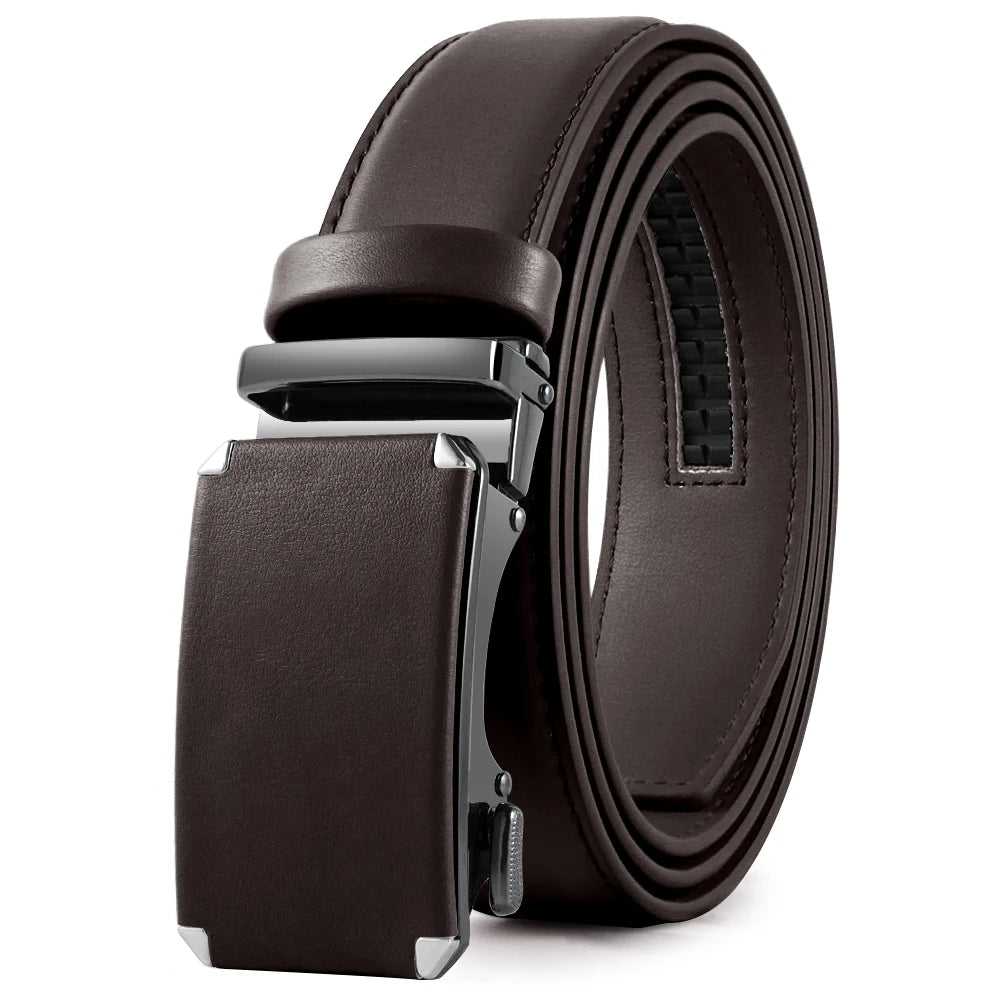 Herren Echtleder-Gürtel 3,4 cm Automatik-Schnalle Business Leisure Rindsleder