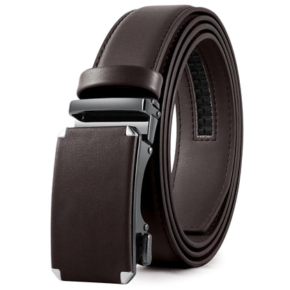 Herren Echtleder-Gürtel 3,4 cm Automatik-Schnalle Business Leisure Rindsleder