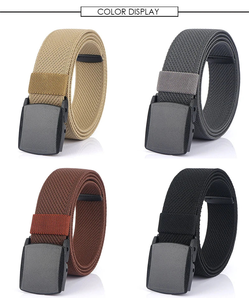 Unisex-Gürtel aus Nylon mit Elastischem Stretchband und Metallfreiem Schnellverschluss Gestreift
