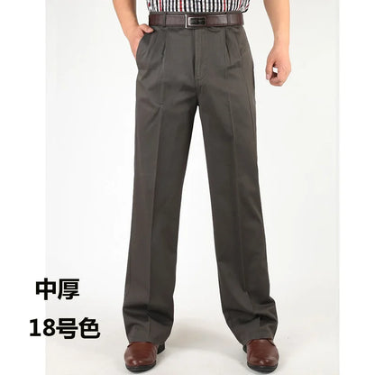 Männer Casual Hosen aus einfarbiger Baumwolle mit hohem Bund und Taschen