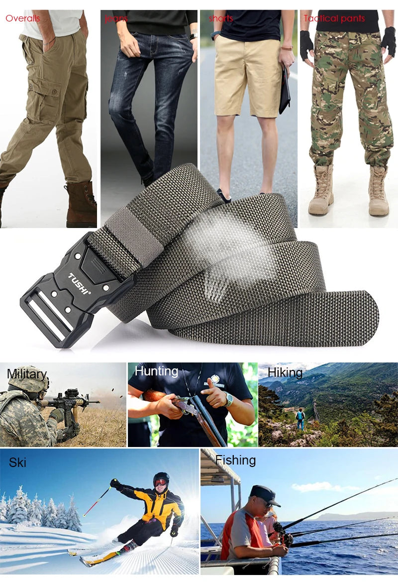 Herren-Taktischer Gürtel aus 1200D Nylon mit Schnellverschluss und robuster Metall-Schnalle, Breite 3,8 cm