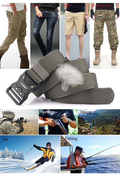 Herren-Taktischer Gürtel aus 1200D Nylon mit Schnellverschluss und robuster Metall-Schnalle, Breite 3,8 cm