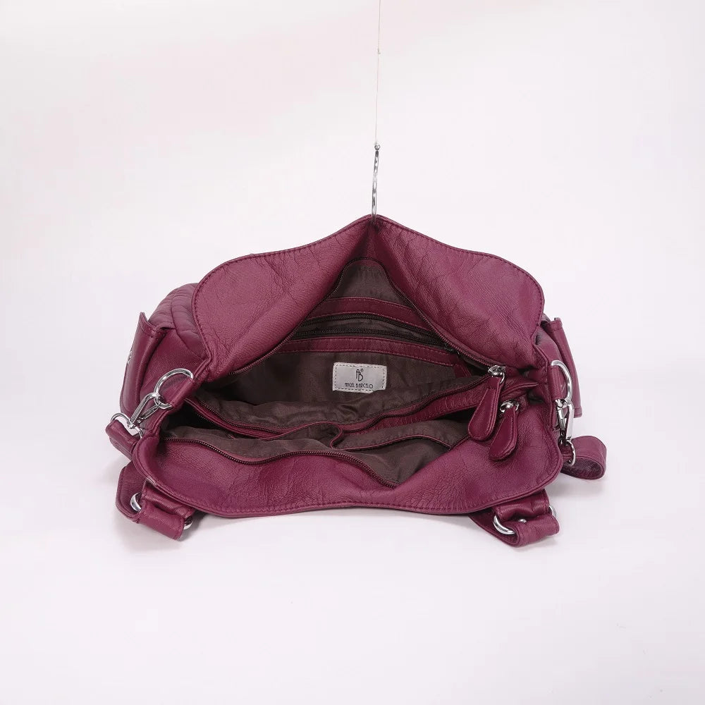 Damen-Schultertasche Aus PU-Leder Mit Reißverschluss Und Innenfächern Großes Stauraumvolumen
