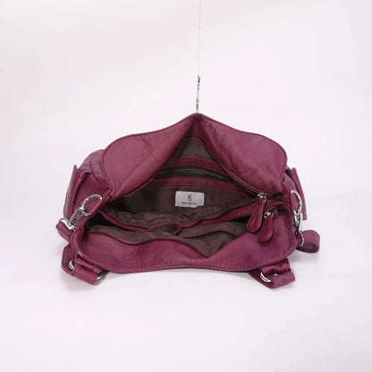 Damen-Schultertasche Aus PU-Leder Mit Reißverschluss Und Innenfächern Großes Stauraumvolumen