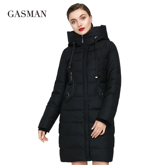 Kurze Damen-Winterjacke mit Stehkragen und Kapuze – wasserdichter, warmer Daunenmantel für modische Frauen