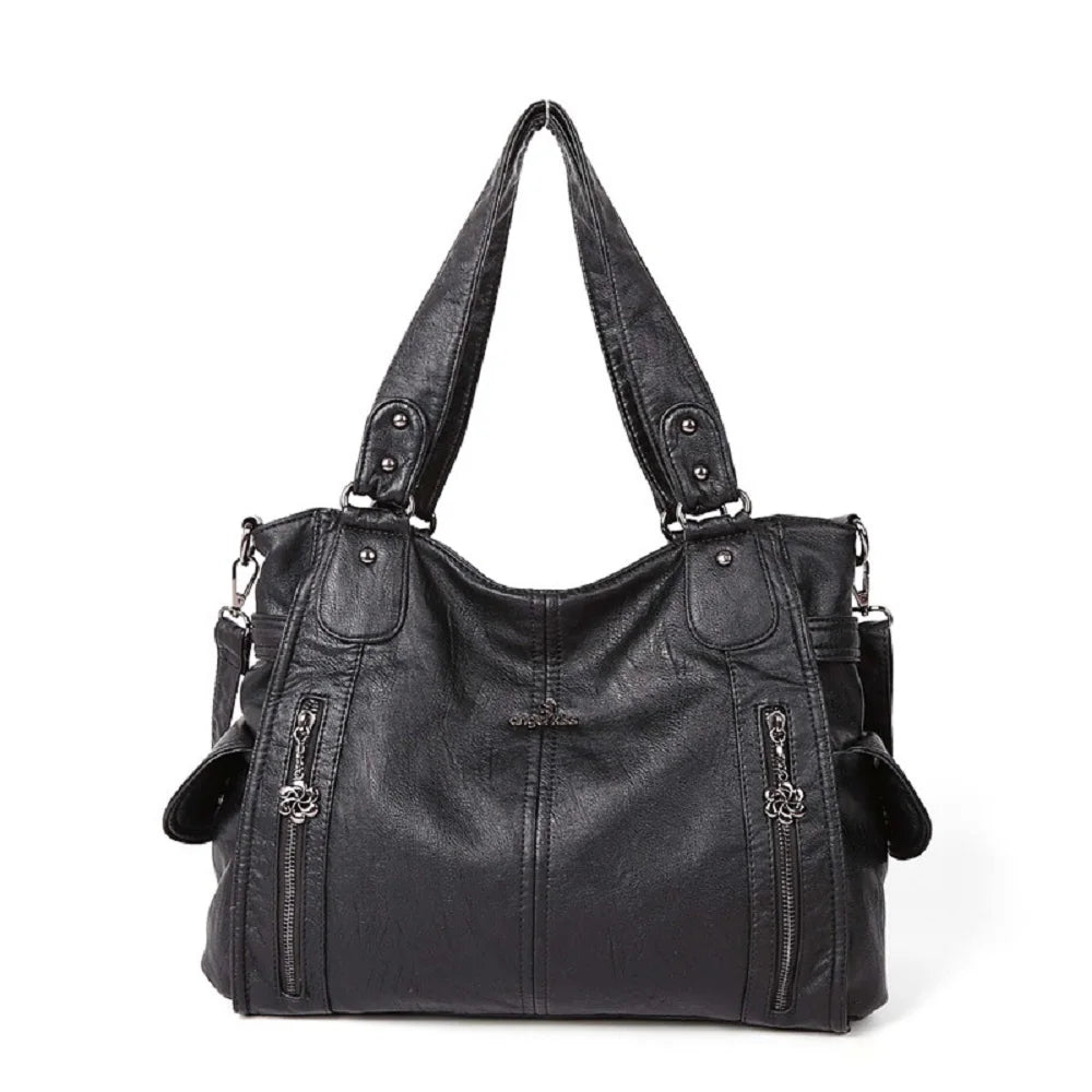 Damen-Handtasche Aus Denim Im Vintage-Look Große Schultertasche Mit Top-Griff Und Tragegurt