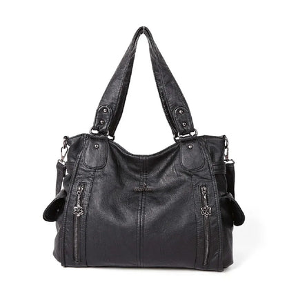 Damen-Handtasche Aus Denim Im Vintage-Look Große Schultertasche Mit Top-Griff Und Tragegurt