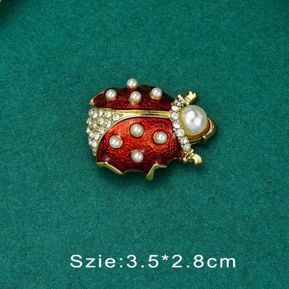 Brosche Blume Barock Vintage Palast Rot Emaille Perle Party Damen