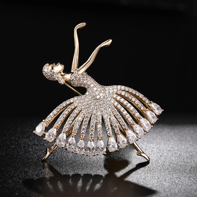 Brosche Ballerina Zirkon Elegant Kleidung Schal Kleid Damen