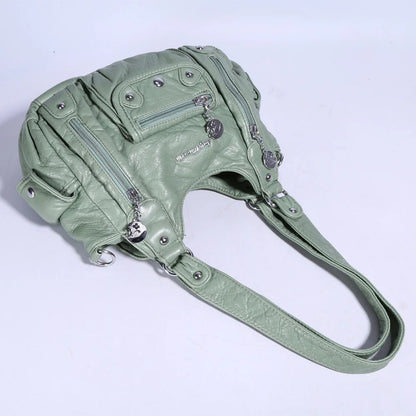 Damen-Schultertasche Aus PU-Leder Mit Reißverschluss Und Innenfach Für Alltag Und Freizeit