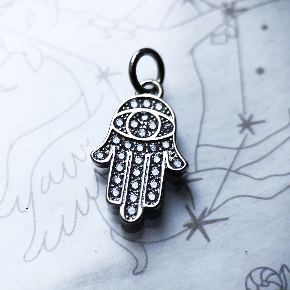Damen-Charm-Anhänger Hand Fatima Schutz aus Sterlingsilber