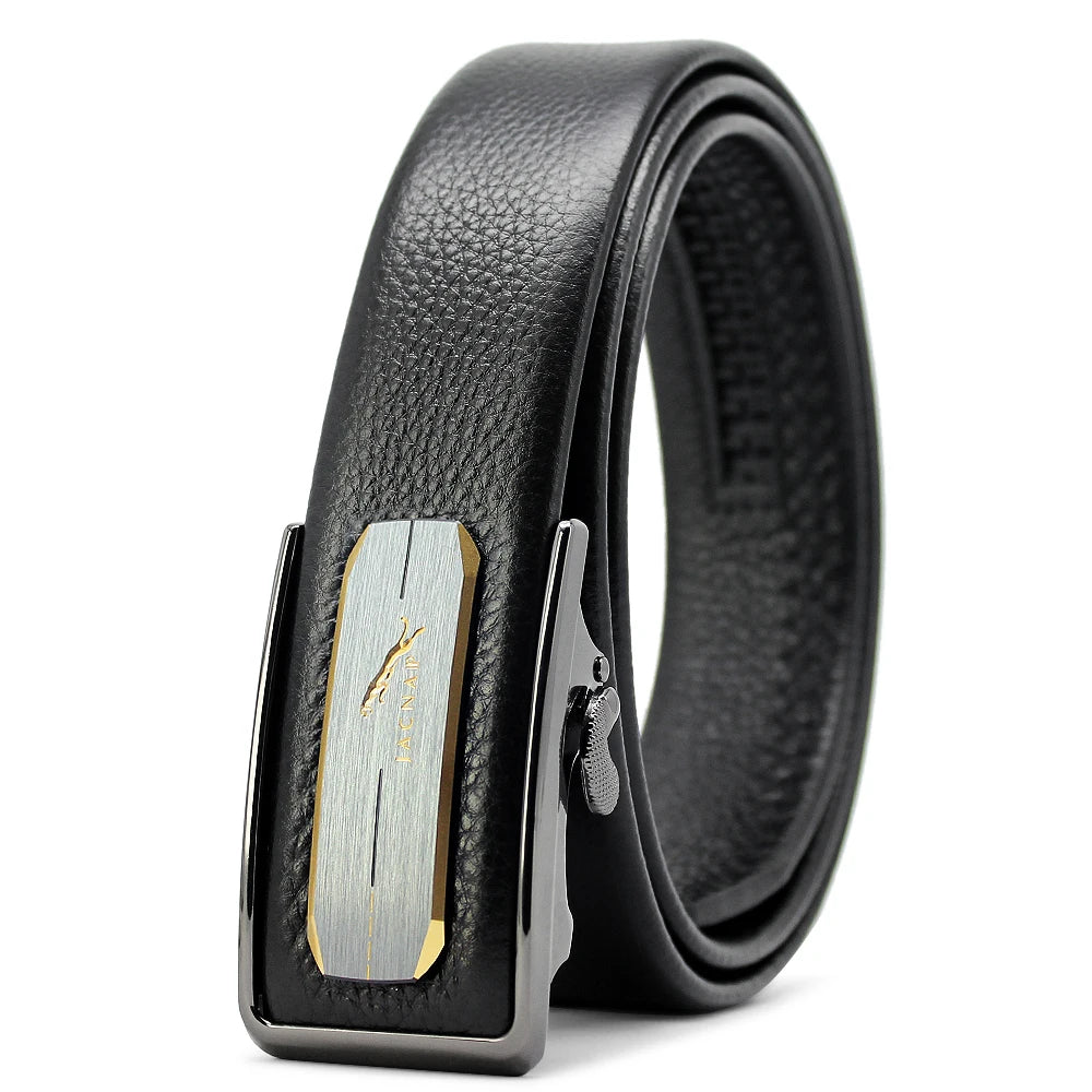 Herren Ratchet Ledergürtel 3,5 cm Automatik-Schnalle abriebfest Innenriemen