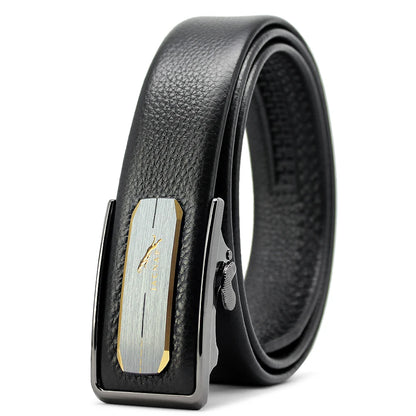 Herren Ratchet Ledergürtel 3,5 cm Automatik-Schnalle abriebfest Innenriemen