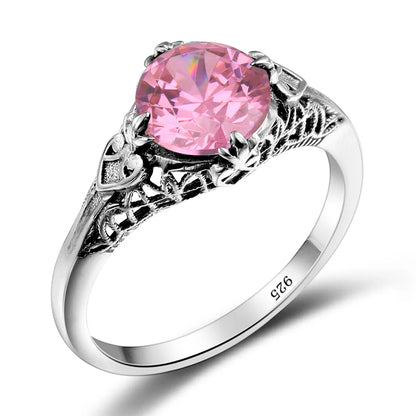 Damen-Ring Aus Sterlingsilber Mit Amethyst Stein Und Vintage-Design Echtschmuck Schmuckstück