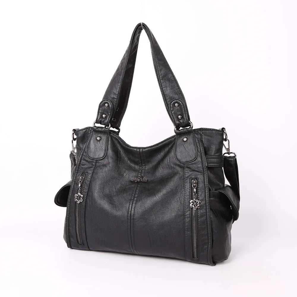 Damen-Handtasche Aus PU-Leder Im Vintage-Stil Große Schultertasche Mit Top-Griff Und Viel Stauraum