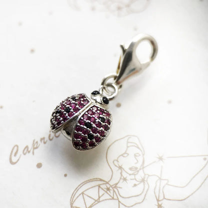 Damen-Charm-Anhänger Marienkäfer rosa süß Frühling aus Sterlingsilber