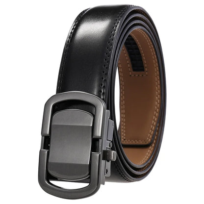Herren-Gürtel aus Leder, 3,5 cm Breite, Natur-Rindsleder, Automatik-Schnalle, geeignet für formelle Anlässe