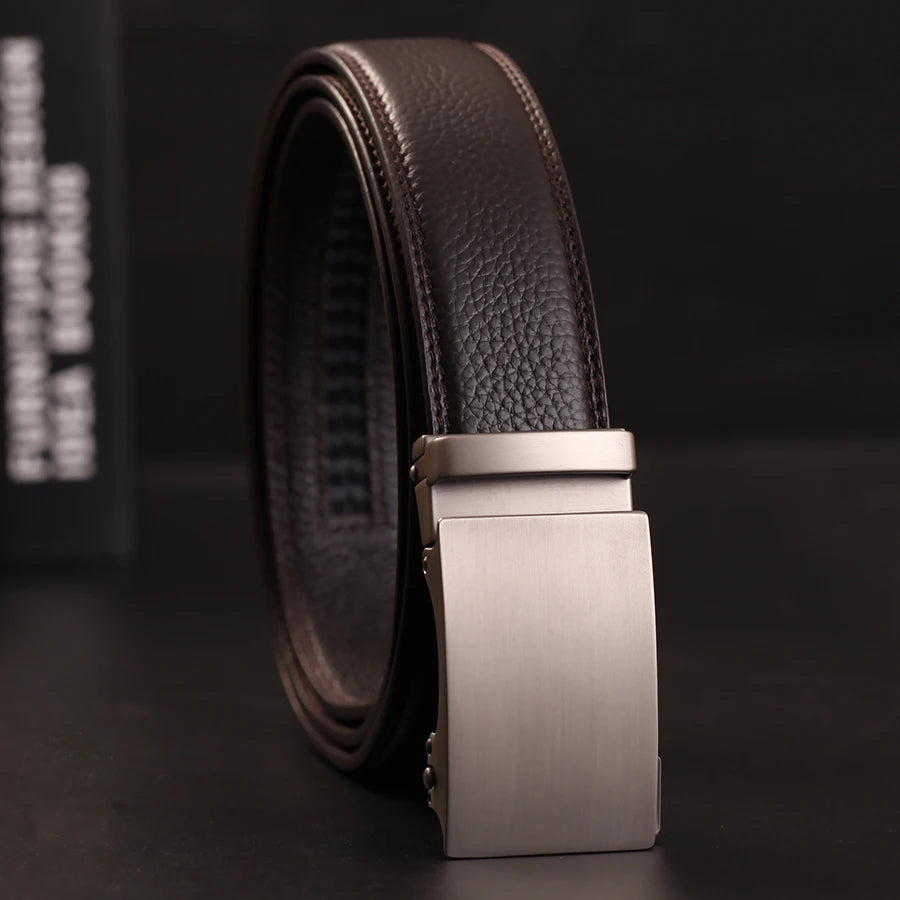 Herren Echtleder-Gürtel Business Casual 3,5 cm Automatik-Schnalle Rindsleder Hochwertig