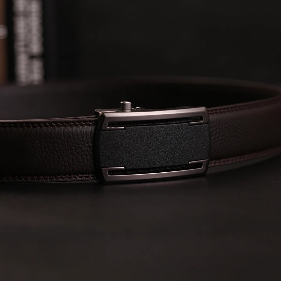 Herren Echtleder-Gürtel Business Casual 3,5 cm Automatik-Schnalle Rindsleder Hochwertig