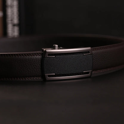 Herren Echtleder-Gürtel Business Casual 3,5 cm Automatik-Schnalle Rindsleder Hochwertig