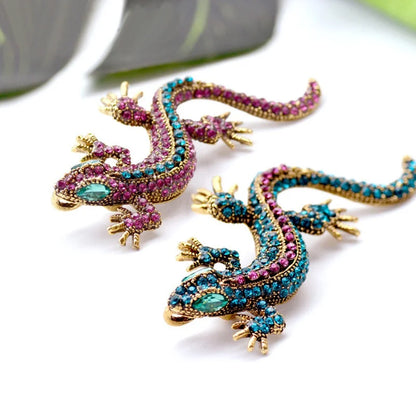 Brosche Eidechse Gecko Strass Vintage Metall Kleidung Party Damen