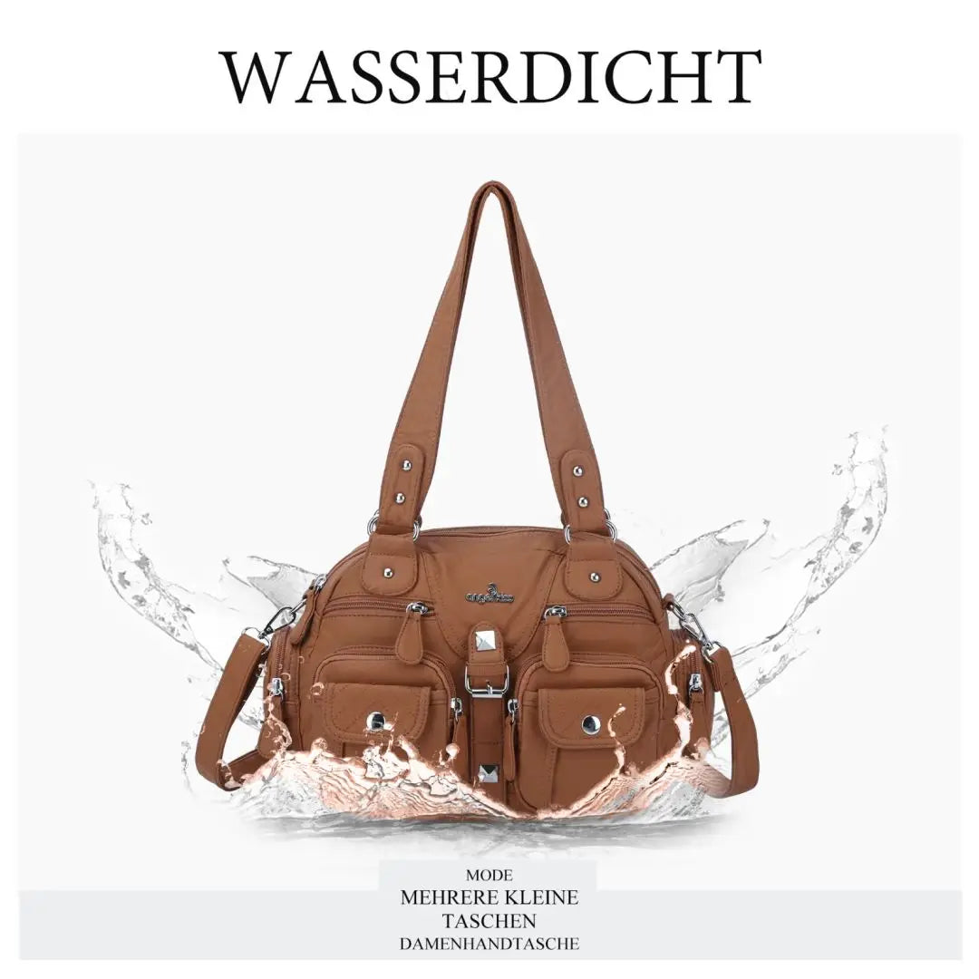 Damen-Schultertasche aus PU-Leder in kompakter Bauweise mit Angenehmer Haptik und Mehrfachfächern