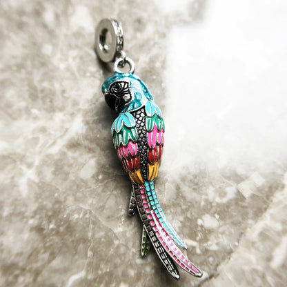 Damen-Charm-Anhänger Papagei bunt IV aus Sterlingsilber