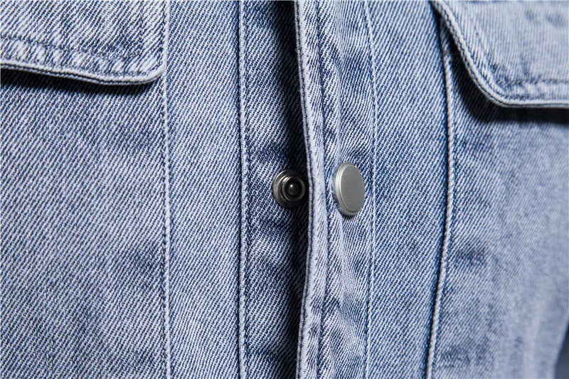 Herren Denim Shirts aus 100% Baumwolle mit Doppel Taschen für den Herbst