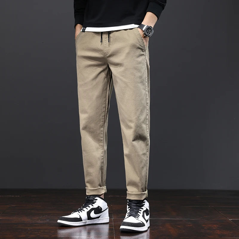 Herren Hose aus Baumwolle im Casual-Stil mit gerader Passform und Taschen