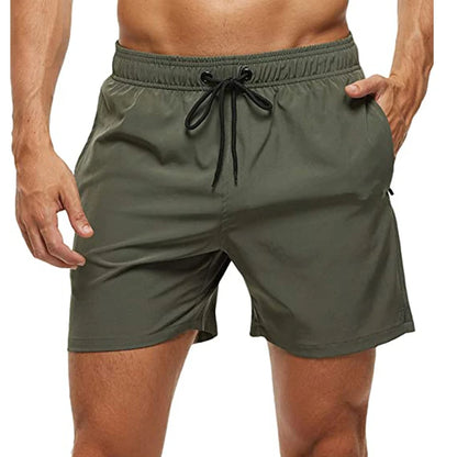 Herren-Badeshorts mit Farbverlauf, schnelltrocknend, mit Reißverschlusstaschen und Mesh-Futter – modische Schwimmshorts für den Strand