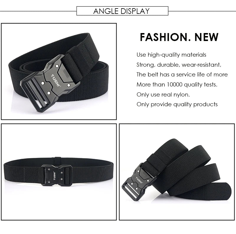 Unisex-Gürtel Aus Elastischem Nylon Mit Metall-Schnalle Und Schnellverschluss, Universell Verstellbar