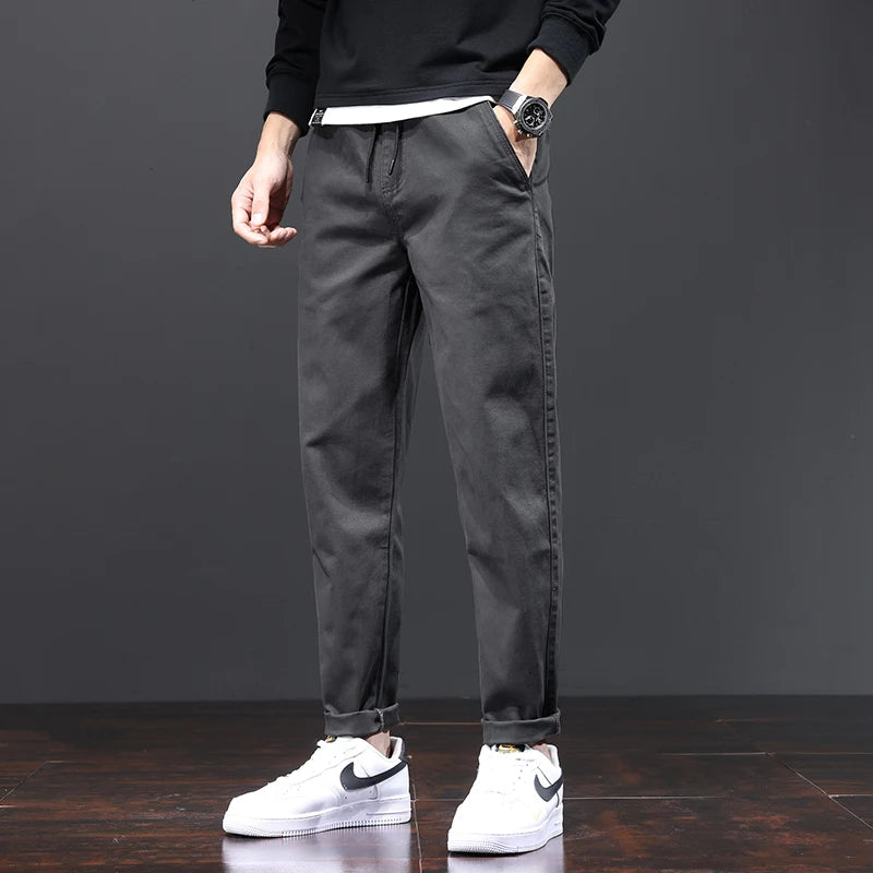 Herren Hosen aus Baumwolle im Casual-Stil mit Taschen und geradem Schnitt