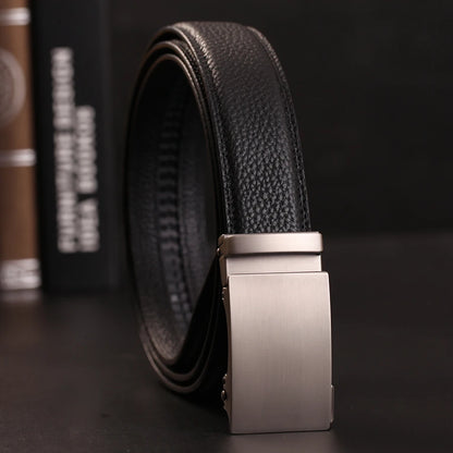 Herren Echtleder-Gürtel Business Casual 3,5 cm Automatik-Schnalle Rindsleder Hochwertig