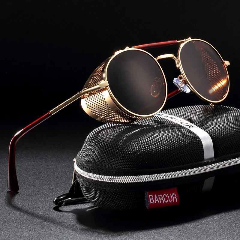 Sonnenbrille Steampunk rund polarisiert UV400 Vintage Herren Damen