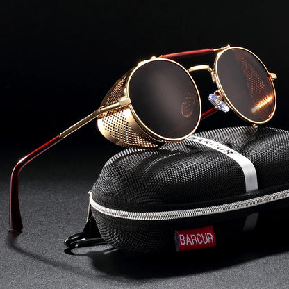 Sonnenbrille Steampunk rund polarisiert UV400 Vintage Herren Damen