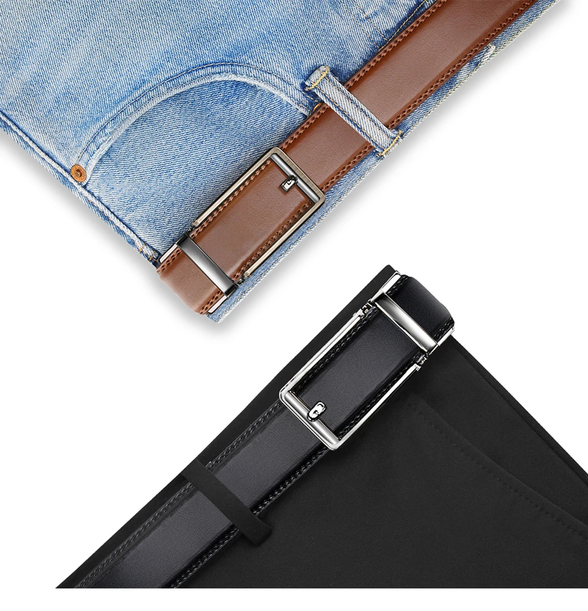 Herren Echtleder-Gürtel 3,5 cm Automatik-Schnalle Rindsleder Business Casual