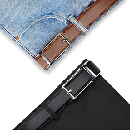 Herren Echtleder-Gürtel 3,5 cm Automatik-Schnalle Rindsleder Business Casual