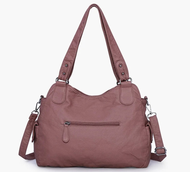 Damen-Schultertasche Aus PU-Leder Mit Reißverschluss Und Innenfächern Großes Stauraumvolumen