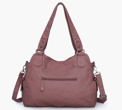 Damen-Handtasche aus PU-Leder mit Mehrfachfächern und Reißverschluss und verstellbarem Schultergurt