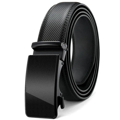 Herren Echtleder-Gürtel 3,4 cm Automatik-Schnalle Business Leisure Rindsleder