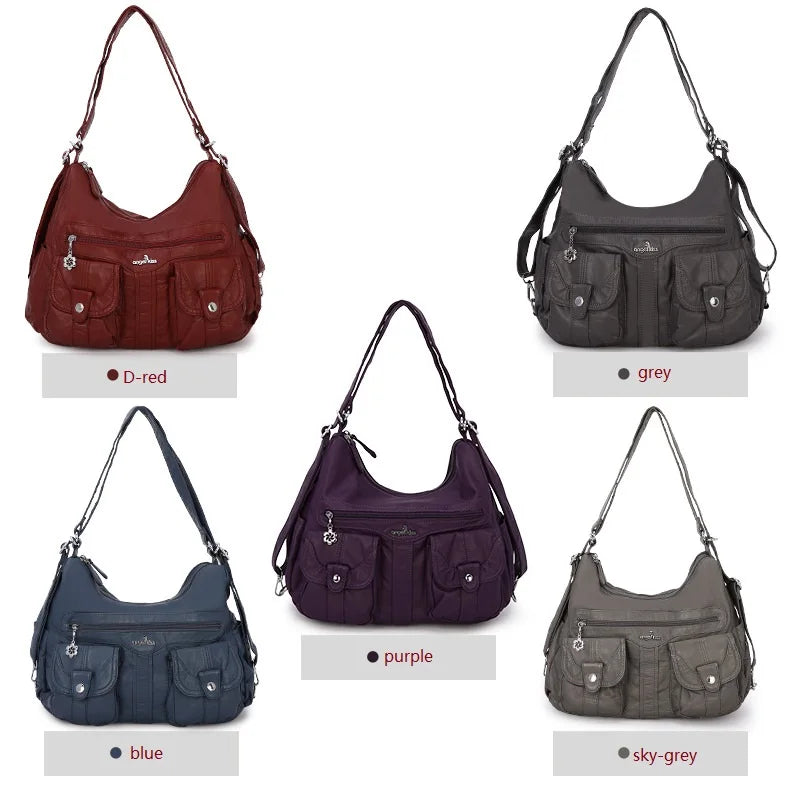 Damen-Schultertasche Aus Weichem PU-Lederimitat Mit Innenfach Und Reißverschluss Alltag Und Shopping