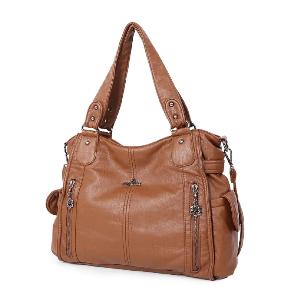 Damen-Handtasche Aus Denim Im Vintage-Look Große Schultertasche Mit Top-Griff Und Tragegurt