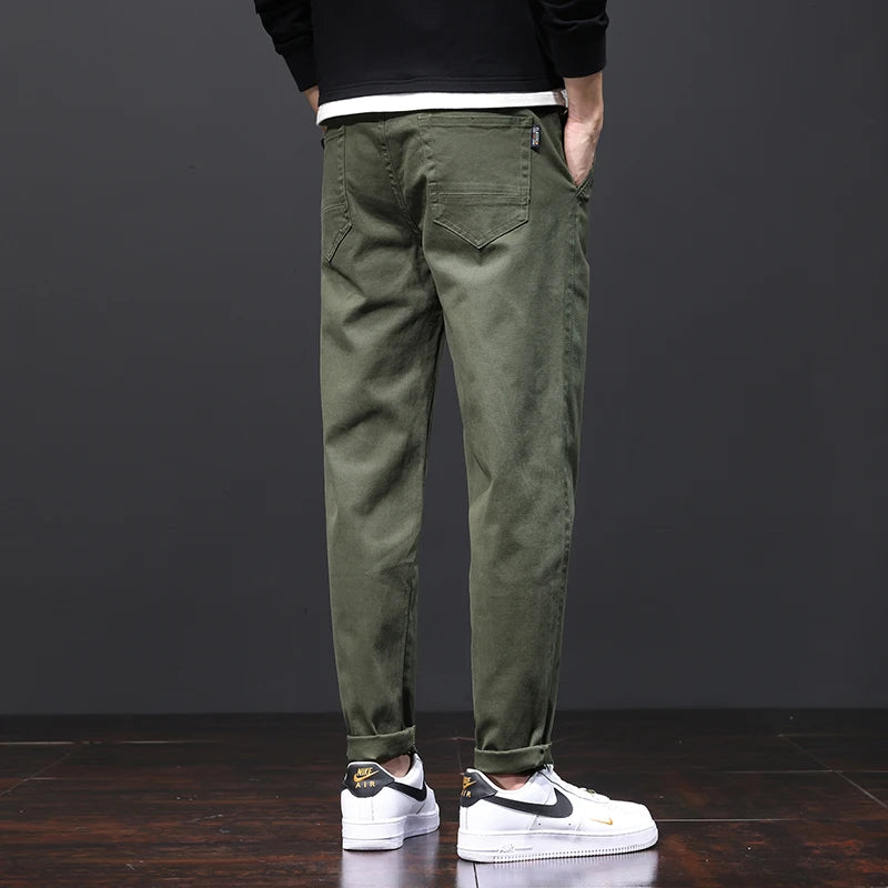 Herren Hose aus Baumwolle im Casual-Stil mit gerader Passform und Taschen